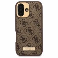 Guess 4G Logotipa plāksne Magnētiskais viedtālruņa apvalks iPhone 16 Plus - brūns