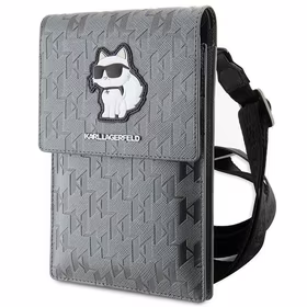 Karl Lagerfeld apvalks KLWBSAKHPCG rokassoma - sudraba Saffiano monogramma Choupette