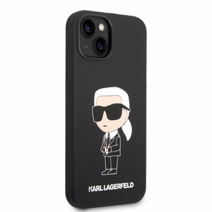 Karl Lagerfeld KLHMP14MSNIKBCK iPhone 14 Plus 6.7" melns silikona viedtālruņa apvalks Ikonik, magnētiskais (MagSafe)