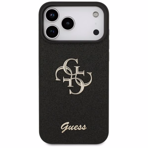 Guess PU Fixed Glitter 4G Metal Logo vāciņš Apple iPhone 18 Pro Max, melns