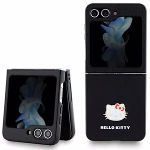 Hello Kitty Metal Logo Kitty Head viedtālruņa apvalks Samsung Galaxy Z Flip 5 - melns