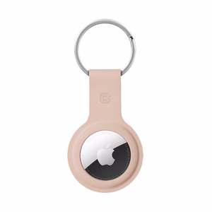 Crong Silicone vāciņš ierīcei Apple AirTag 1 / 2, ar atslēgu gredzenu, smilšu rozā