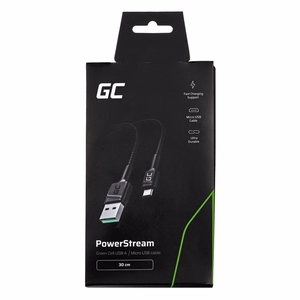 Green Cell KABGC23 USB kabelis USB 2.0 0,3 m USB A - Micro-USB B, melns