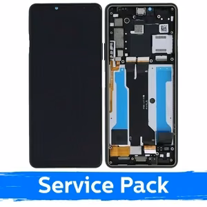 LCD displejs saderīgs ar Sony Xperia 10 III melns ar rāmi (Service Pack)