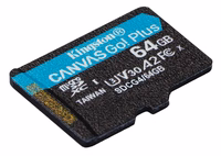 Kingston Atmiņas karte 64GB microSDXC Canvas Go Plus Gen4 200MB/s A2 U3 V30 + adapteris