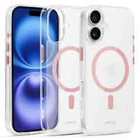 Liavec Spīdīgs Magnētiskais Caurspīdīgs viedtālruņa apvalks Iphone 16 rozā