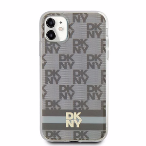 DKNY IML Checkered Mono Pattern & Printed Stripes MagSafe чехол для iPhone 11 / Xr - бежевый
