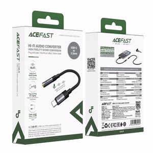 Acefast J12 USB-C uz 3.5mm mini jack adapteris - melns