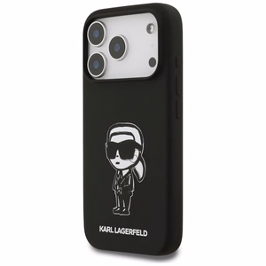 KARL LAGERFELD viedtālruņa apvalks IPHONE 17 Pro saderīgs ar Magnētisko KLHMP17LSKIGROK (Silicone W/ KL Sketch & Logo) melns