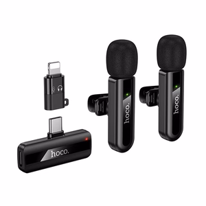 Bezvadu mikrofona komplekts Hoco L20A USB-C/Lightning black