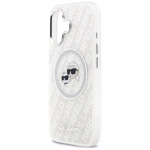 Karl Lagerfeld IML Mirdzošais Karl & Choupette Heads Logo magnētiskais viedtālruņa apvalks iPhone 17 - pelēks