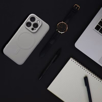 Silikona Magnētiskais viedtālruņa apvalks, savietojams ar MagSafe, iPhone 17 Pro, titāna krāsas