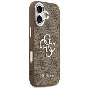 Guess 4G Big 4G Classic Logo viedtālruņa apvalks, paredzēts iPhone 17 – brūnā un sudraba krāsā
