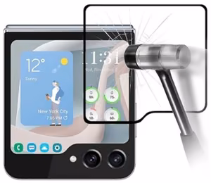 Rūdīts stikls 5D Full Glue Samsung F731 Z Flip5 ārējais melns bulk