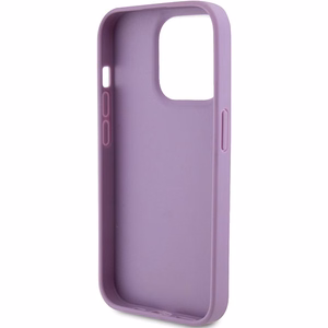Guess Ādas 4G Reljefs viedtālruņa apvalks iPhone 15 Pro - violets