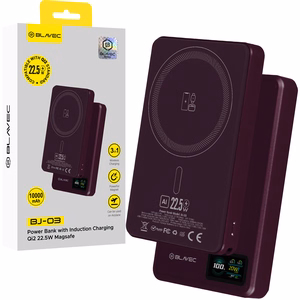 Blavec BJ-03 10000 mAh plāns magnētisks ārējais akumulators ar MagSafe, 13,5 mm, USB-C, 22,5 W, 3 vienā (PBBJ03-MC10P) (krāsa: violeta)