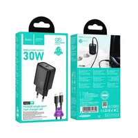 Lādētājs viedtālrunim Hoco USB C QC PD 30W + kabelis USB C uz Lightning N62 melns