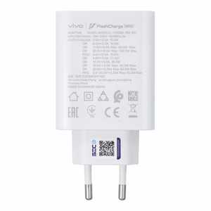VIVO oriģinālais lādētājs Flash Charge USB C 3A 120W V12060L1B0 balts bulk