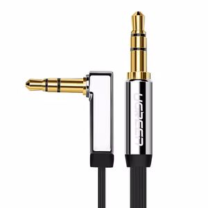 Ugreen 10597 плоский аудиокабель AUX 3.5мм mini jack 1м — серебристый