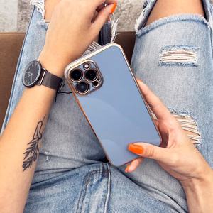 Lighting Color Case for Samsung Galaxy A12 5G gold frame gel cover blue