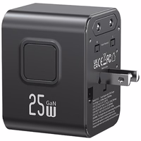 Tīkla lādētājs USAMS Travel Adapter CC309 2xUSB-C 25W 4w1 US/AU/EU/UK melns