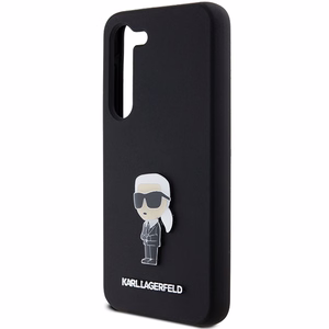 Karl Lagerfeld Silikona Ikonik Metal Pin viedtālruņa apvalks Samsung Galaxy S24 - melns