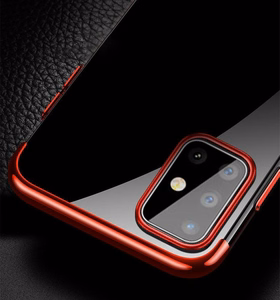 Caurspīdīgs krāsains apvalks gēla TPU elektroapzeltīts rāmis Samsung Galaxy A72 4G melns