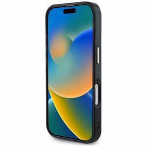 Guess IML Metal Glitter 4G Circle Triangle magnētiskais viedtālruņa apvalks iPhone 16 - melns