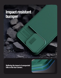 Nillkin CamShield Pro PC+TPU apvalks viedtālrunim Iphone 15 Pro Max zaļš