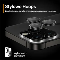 PanzerGlass Hoops kameras aizsardzība iPhone 15 Pro / 15 Pro Max – ar melnu ietvaru