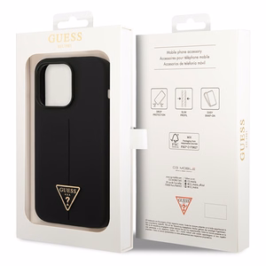 Guess GUHCP14XSLTGK iPhone 14 Pro Max 6.7" melns cietais silikona viedtālruņa apvalks Triangle