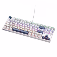 Machenike K500B-B87 Vadu mehāniskā spēļu tastatūra ar apgaismojumu, Red Switch - balts