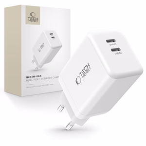 Tech-Protect NC45W-GAN 2-PORT PD45W lādētājs - balts