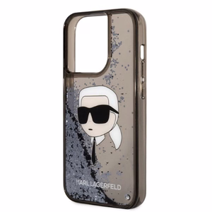 Karl Lagerfeld Glitter Karl's Head viedtālruņa apvalks iPhone 14 Pro Max - melns