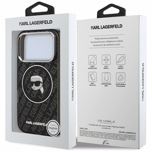 Karl Lagerfeld IML Karl Galvas Logotips Magnētiskais viedtālruņa apvalks iPhone 17 Pro Max - Melns