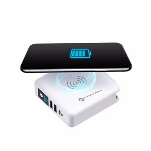 FORCELL F-ENERGY daudzfunkcionālais lādētājs 15W 4in1 ar USB/USB-C pieslēgvietu, portatīvo lādētāju 8000mAh un bezvadu uzlādi