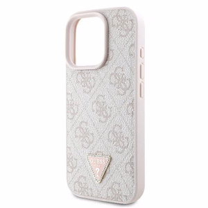 Guess Ādas 4G Trīsstūra Strass Magnētiskais viedtālruņa apvalks iPhone 16 Pro Max - rozā