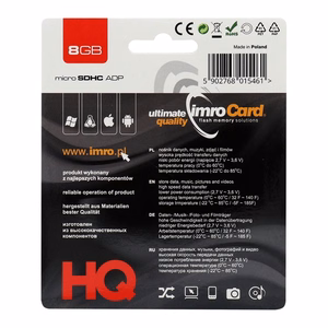 Imro atmiņas karte 8GB microSDHC cl. 4 + adapter
