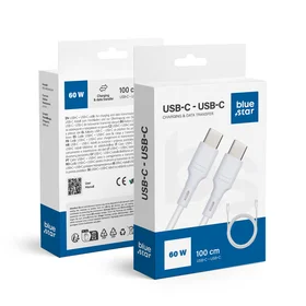 BLUE STAR kabelis 3A 60W Type C uz Type C DC-001CC3.0 1 m balts