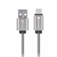 Kabelis (m) USB A uz USB C Forcell F-Energy QC4.0 3A 66W C234 Metālisks 1 m sudrabains