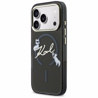Karl Lagerfeld IML Choupettes Karl Script Logo MagSafe Maciņš for iPhone 17 Pro - melns