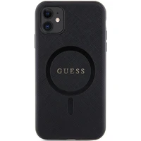 Guess GUHMN61PSAHMCK apvalks iPhone 11 / Xr - melns Saffiano MagSafe