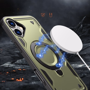 Hybrid Armor Trendy viedtālruņa apvalks ar MagSafe iPhone 16 Plus - zaļš