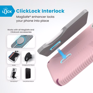 Speck Presidio2 Grip ClickLock & MagSafe vāciņš ierīcei iPhone 16 Pro, Wednesday Pink / Boysenberry Purple / balts