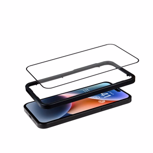 Crong Anti-Bacterial 3D Armor Glass 9H visu ekrānu pārklājošs rūdīta stikla aizsargs iPhone 14 Pro ar uzstādīšanas rāmi