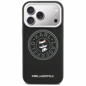 Karl Lagerfeld Point & Choupette Sketch MagSafe чехол для iPhone 17 Pro чёрный