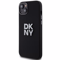 DKNY Šķidrs silikona metāla logotips viedtālruņa apvalks iPhone 15/14/13 - melns