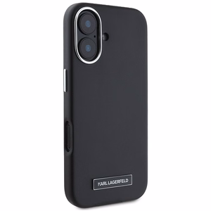 Karl Lagerfeld FW Metal Plate Magnētiskais iPhone 16 Plus viedtālruņa apvalks - melns