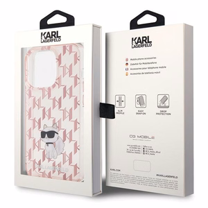 Karl Lagerfeld monogramma Choupette viedtālruņa apvalks iPhone 15 Pro Max - rozā