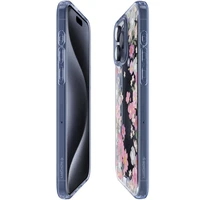 Spigen Liquid Crystal iPhone 15 Pro Viedtālruņa apvalks - rozā un zilie ziedi